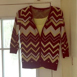 Black and yellow cardigan set